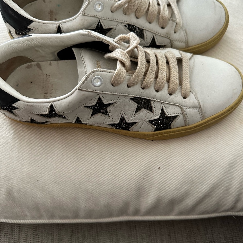 Yves Saint Laurent White and Black Star Sneakers